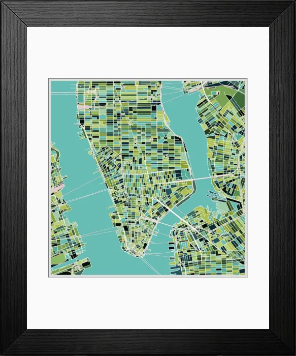 Framed Print : Manhattan art map Framed Print : Manhattan art map