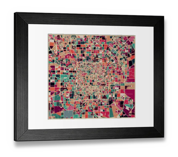 Framed Print : abstract color lump pattern, art map of Beijing city Framed Print : abstract color lump pattern, art map of Beijing city