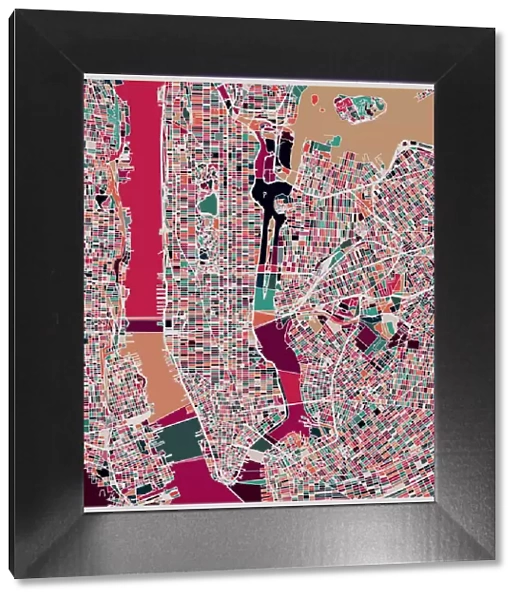 abstract color lump pattern, art map of New York city