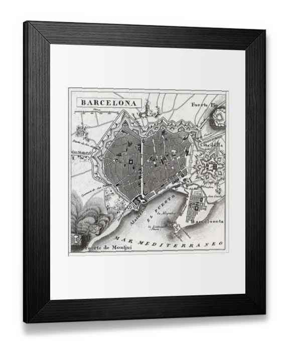 Framed Print : Engraving: Barcelona, Spain Framed Print : Engraving: Barcelona, Spain