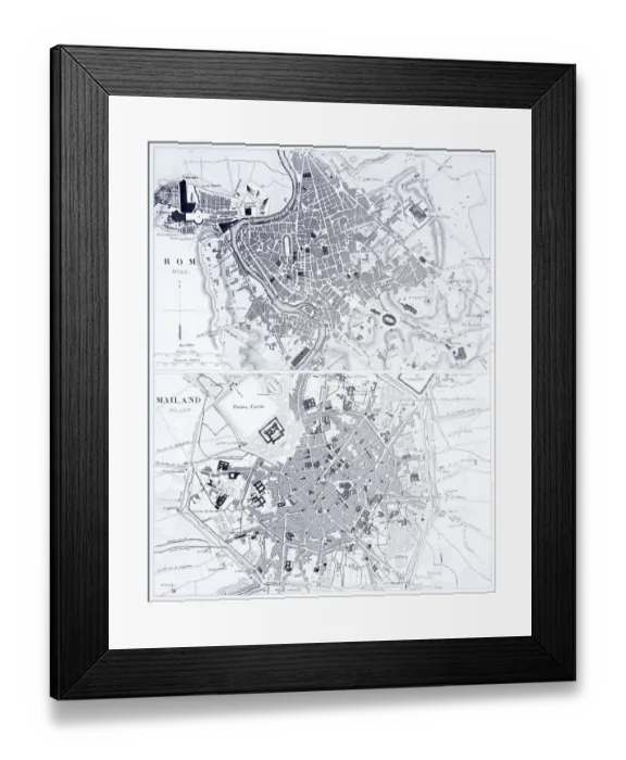 Framed Print : Engraving: Rome and Milan Framed Print : Engraving: Rome and Milan