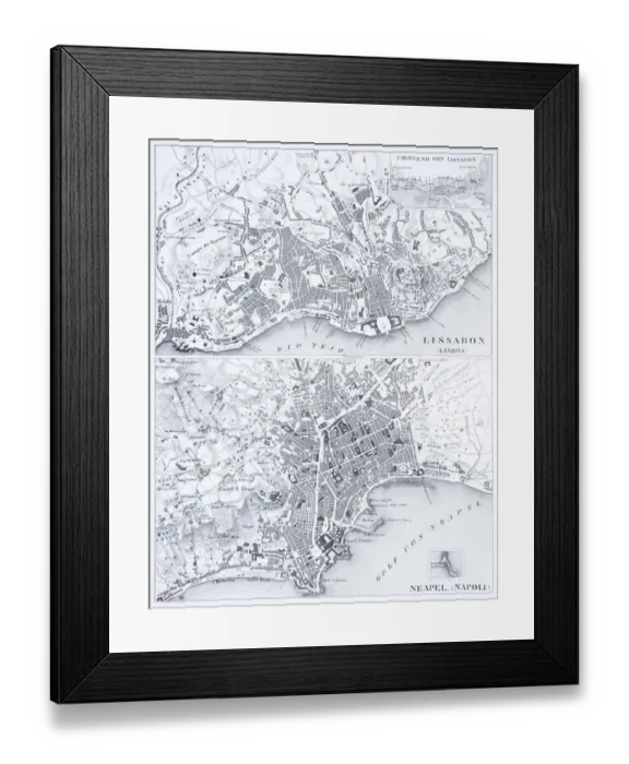 Framed Print : Engraving: Lisbon and Naples Framed Print : Engraving: Lisbon and Naples
