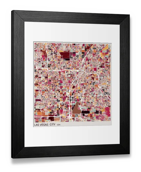 Framed Print : Las vegas city art map background