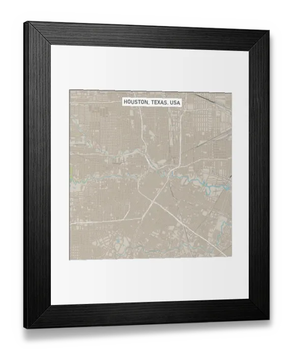 Framed Print : Houston Texas US City Street Map Framed Print : Houston Texas US City Street Map