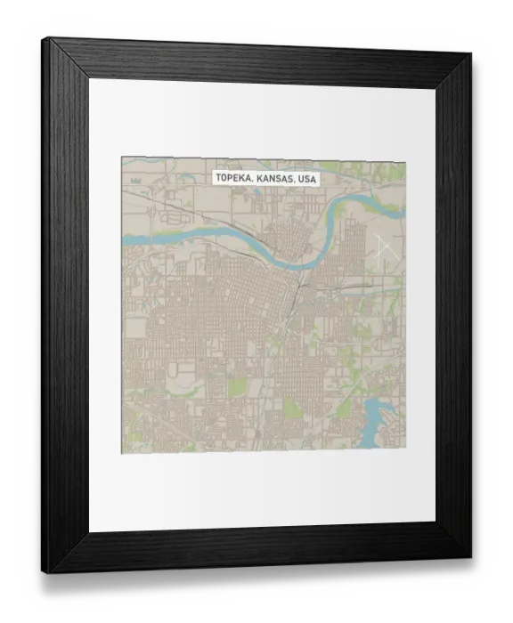 Framed Print : Topeka Kansas US City Street Map Framed Print : Topeka Kansas US City Street Map
