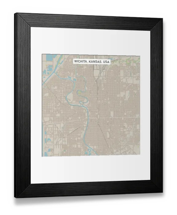 Framed Print : Wichita Kansas US City Street Map
