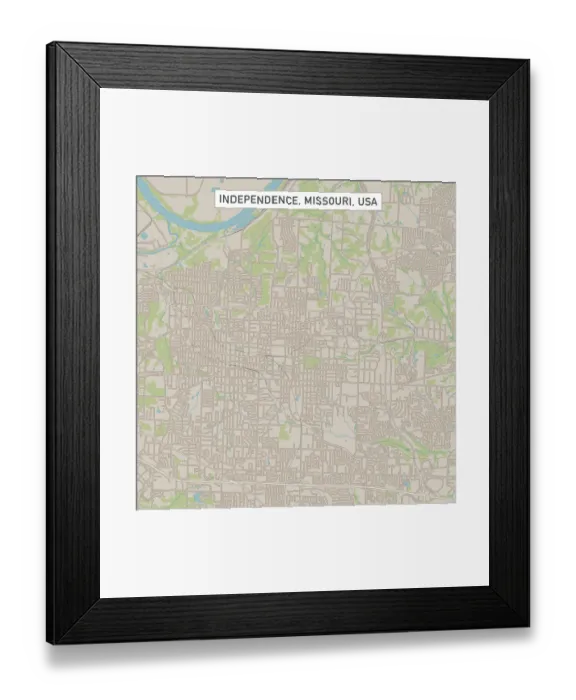 Framed Print : Independence Missouri US City Street Map Framed Print : Independence Missouri US City Street Map