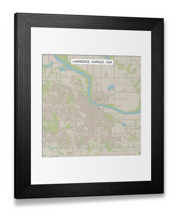 Framed Print : Lawrence Kansas US City Street Map Framed Print : Lawrence Kansas US City Street Map