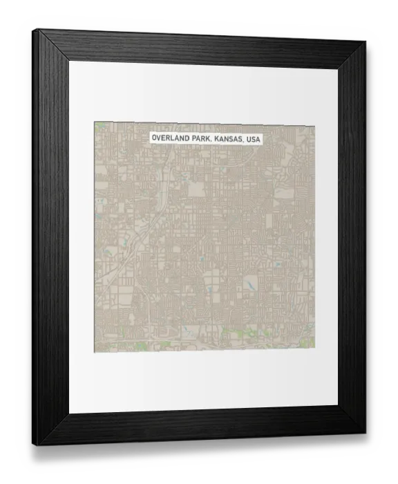 Framed Print : Overland Park Kansas US City Street Map Framed Print : Overland Park Kansas US City Street Map