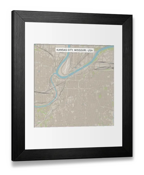 Framed Print : Kansas City Missouri US City Street Map Framed Print : Kansas City Missouri US City Street Map