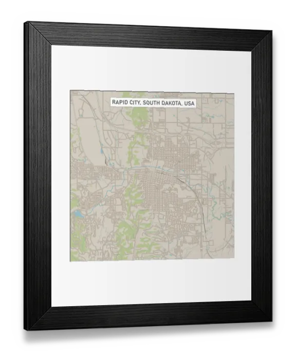 Framed Print : Rapid City South Dakota US City Street Map Framed Print : Rapid City South Dakota US City Street Map