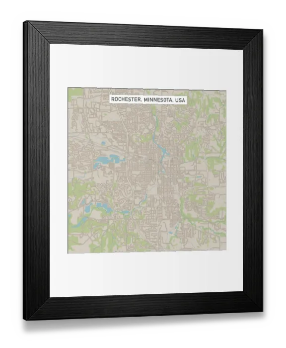 Framed Print : Rochester Minnesota US City Street Map Framed Print : Rochester Minnesota US City Street Map