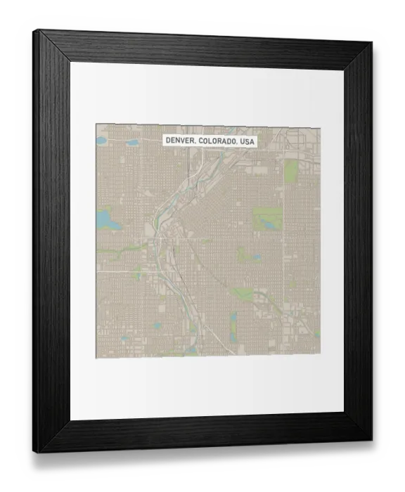 Framed Print : Denver Colorado US City Street Map Framed Print : Denver Colorado US City Street Map