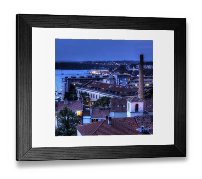 Framed Print : Pula Istria cityscape at blue hour Croatia
