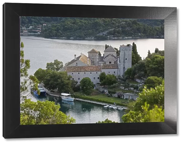 Benedictine monastery on the island of St. Maria in Veliko Jezero, Great Lake, National Park Mljet, Mljet Island, Dubrovnik-Neretva, Dalmatia, Croatia