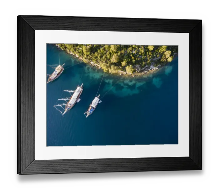 Framed Print : Landscape, Nature, adriatic sea, aerial view, boat, croatia, drone point of view