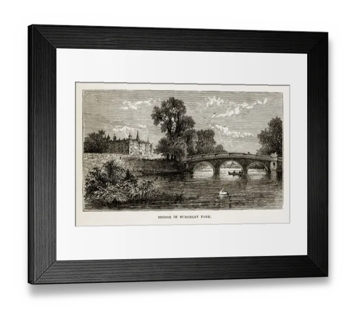 Framed Print : Bridge in Burghley Park, Stamford, England Victorian Engraving, Circa 1840 Framed Print : Bridge in Burghley Park, Stamford, England Victorian Engraving, Circa 1840