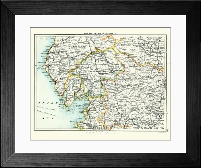 Framed Print : Antique map, Westmorland, Cumberlandl, Durham 19th Century Framed Print : Antique map, Westmorland, Cumberlandl, Durham 19th Century