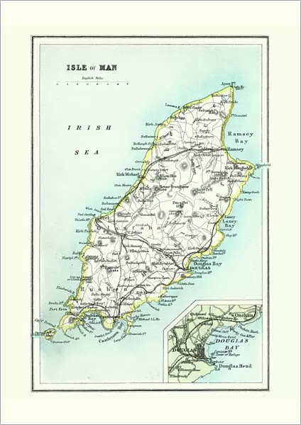 Antique map, Isle of Man 19th Century