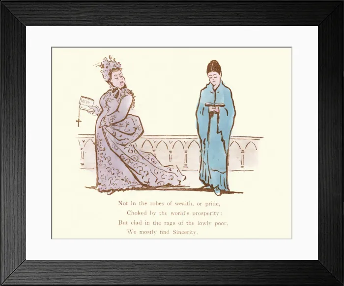 Framed Print : Victorian satirical cartoon, Not in robes of wealth, or pride Framed Print : Victorian satirical cartoon, Not in robes of wealth, or pride