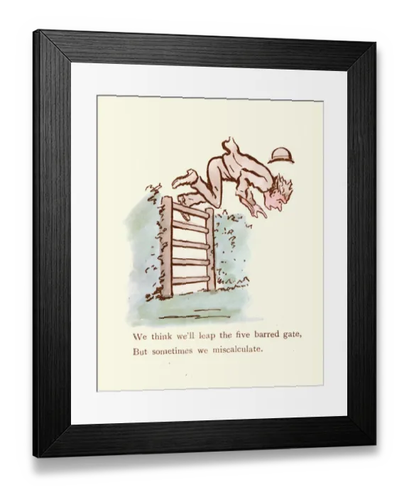 Framed Print : Victorian satirical cartoon, on overconfidence and misfortune Framed Print : Victorian satirical cartoon, on overconfidence and misfortune