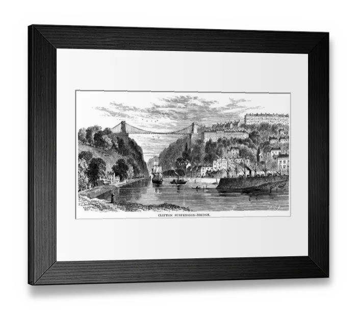 Framed Print : Clifton Suspension Bridge, Bristol (Victorian engraving)