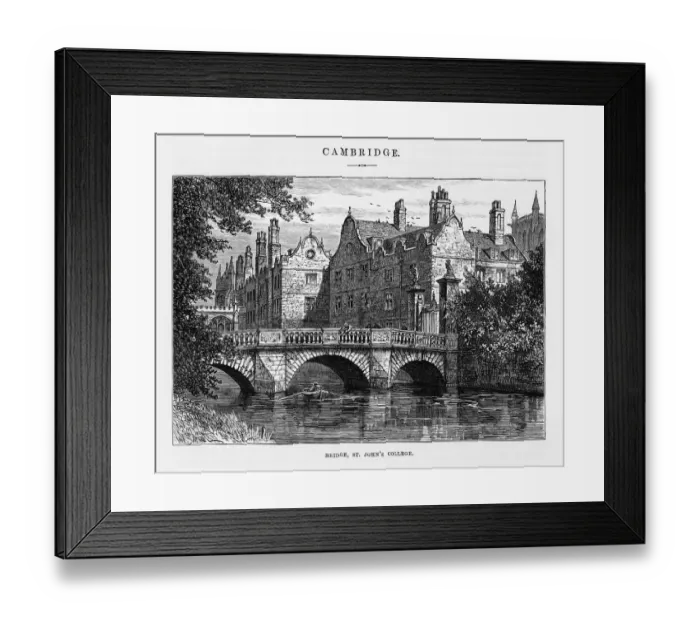 Framed Print : Bridge, St. Johnas College, Cambridge, Cambridgeshire, England Victorian Engraving, 1840 Framed Print : Bridge, St. Johnas College, Cambridge, Cambridgeshire, England Victorian Engraving, 1840