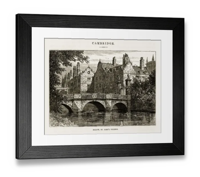 Framed Print : Bridge, St. Johnas College, Cambridge, Cambridgeshire, England Victorian Engraving, 1840 Framed Print : Bridge, St. Johnas College, Cambridge, Cambridgeshire, England Victorian Engraving, 1840