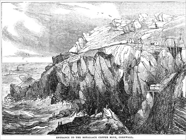 Botallack Copper Mine, Cornwall - 1833 woodcut