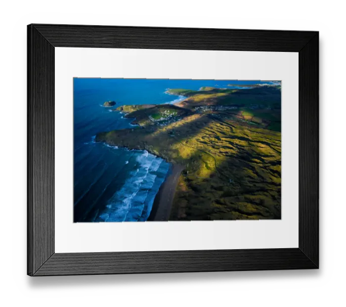 Framed Print : Holywell Bay from above Framed Print : Holywell Bay from above