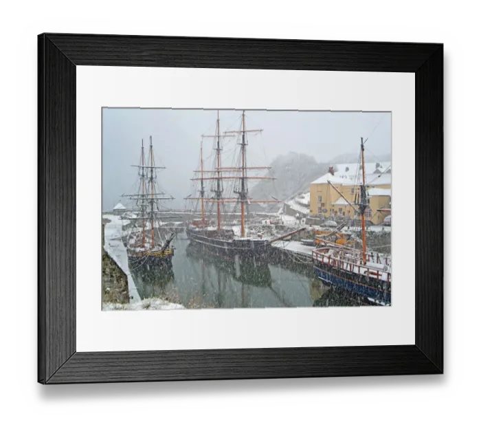 Framed Print : Tall sailing ships in Charlestown harbor England Framed Print : Tall sailing ships in Charlestown harbor England