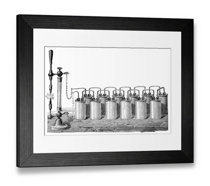 Framed Print : Sir Humphrey Davy was able to build the worlds first arc lamp in 1807. his device used a battery of 2, 000 cells to create a 100mm arc between two charcoal sticks Framed Print : Sir Humphrey Davy was able to build the worlds first arc lamp in 1807. his device used a battery of 2, 000 cells to create a 100mm arc between two charcoal sticks
