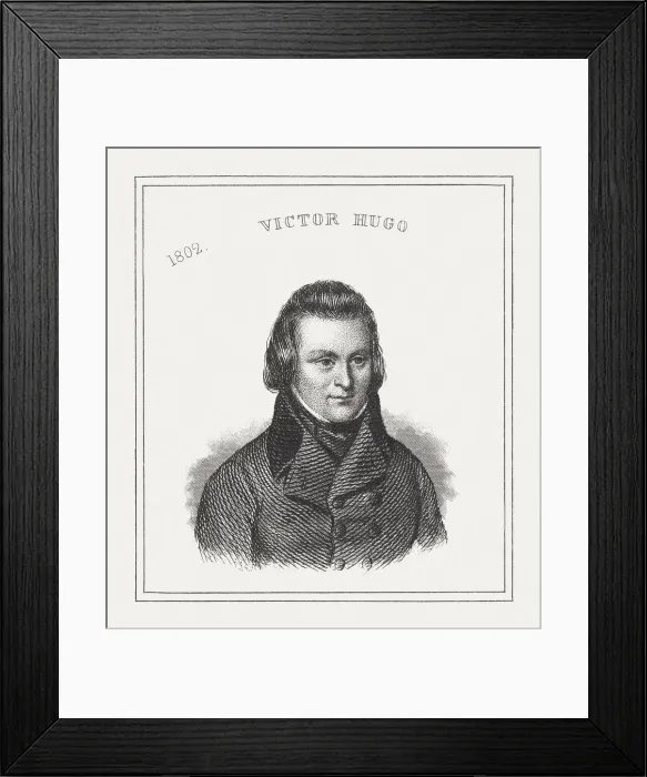 Framed Print : Victor Hugo (1802-1885), French writer, steel engraving, published in 1843 Framed Print : Victor Hugo (1802-1885), French writer, steel engraving, published in 1843