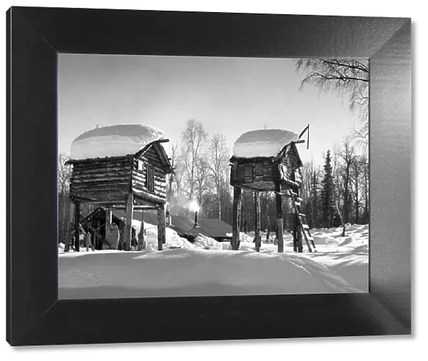 Iced Huts. 1953: Trappers cabin near Anchorage, Alaska