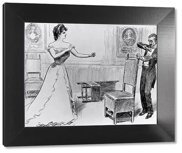 Marriage. circa 1880: Stories of unhappy marriages brought forth drawings such as these