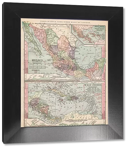 Map of Mexico and West Indies 1889