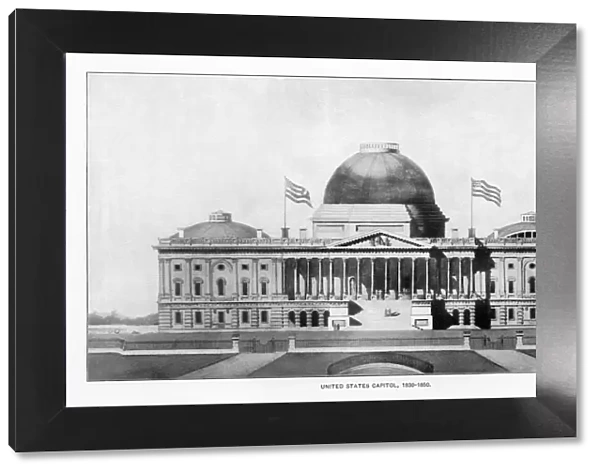 Early Drawing of the White House, Washington, D. C. United States, Antique American Illustration, 1900