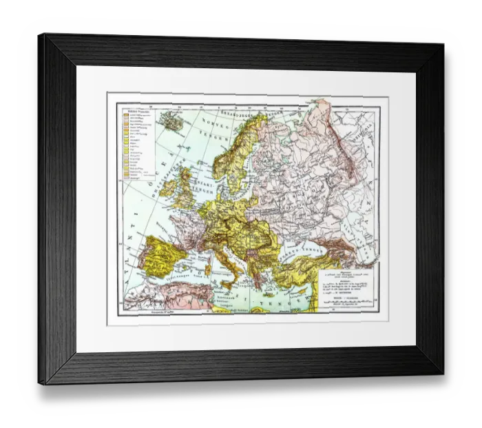 Framed Print : Europes political map in 19th century Framed Print : Europes political map in 19th century