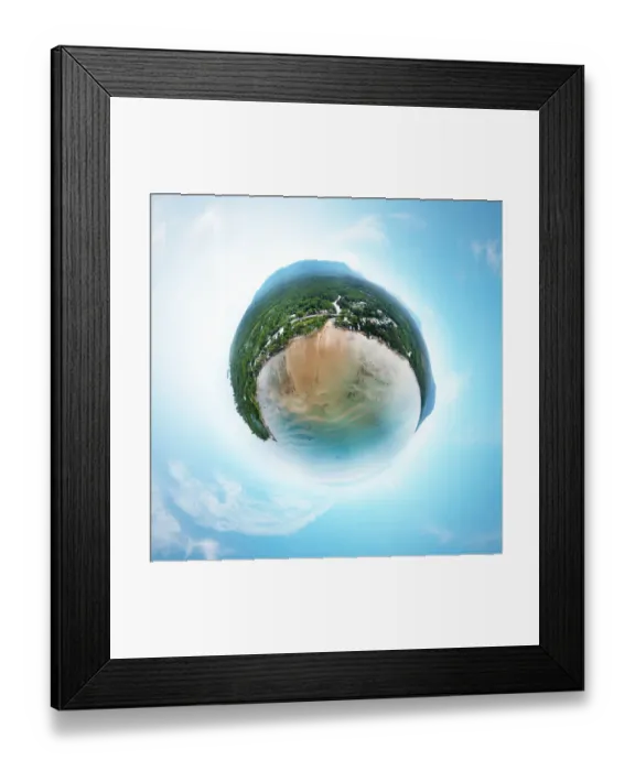 Framed Print : 360A Little Planet View above Breathtaking Nature in Bai Thom Beach, Phu Quoc Island, Vietnam Framed Print : 360A Little Planet View above Breathtaking Nature in Bai Thom Beach, Phu Quoc Island, Vietnam