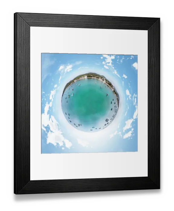 Framed Print : Little Planet Image above Fishing Boats Resting on the Beach of Phu Quoc Island, Vietnam Framed Print : Little Planet Image above Fishing Boats Resting on the Beach of Phu Quoc Island, Vietnam