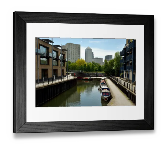 Framed Print : Canal to Canary Wharf Framed Print : Canal to Canary Wharf