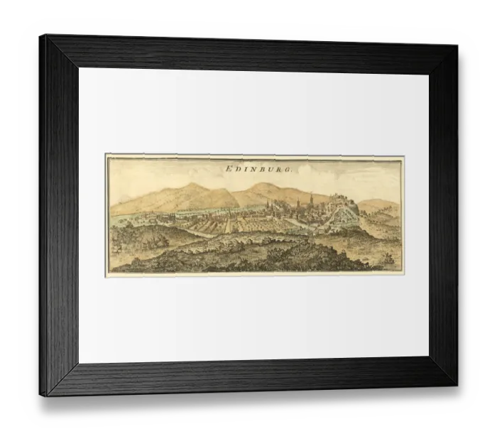 Framed Print : Antique Engraving of Edinburgh in Scotland