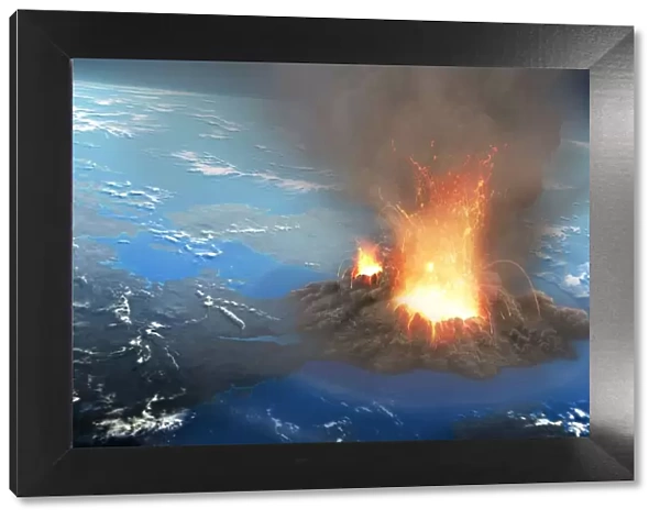 Supervolcano erupting, illustration
