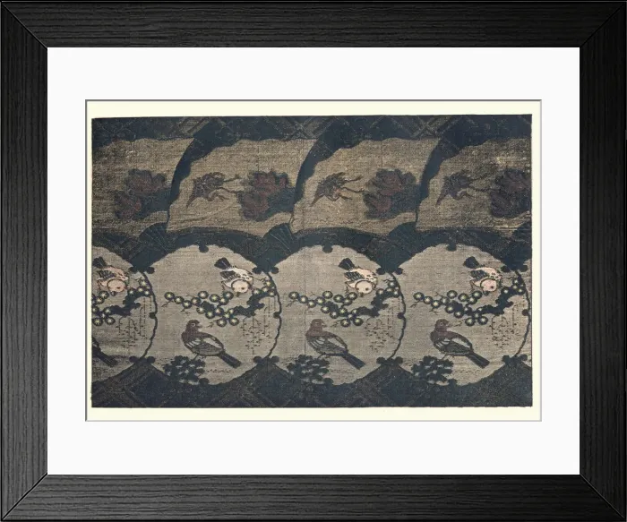 Framed Print : Japanese art, bird textile pattern, 17th Century Framed Print : Japanese art, bird textile pattern, 17th Century