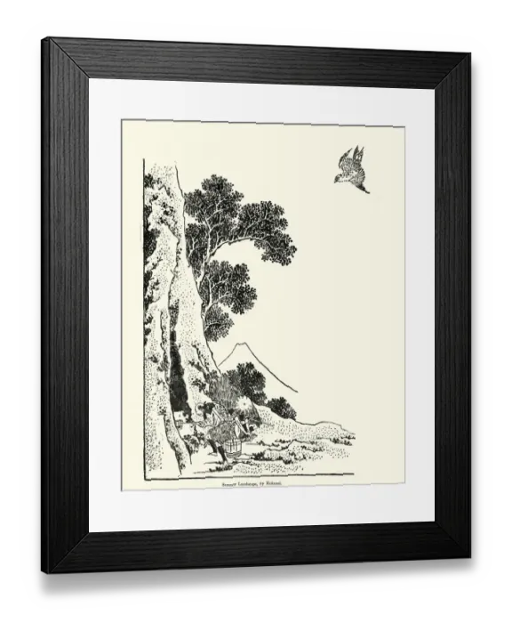 Framed Print : Japanese summer landscape, after Hokusai Framed Print : Japanese summer landscape, after Hokusai