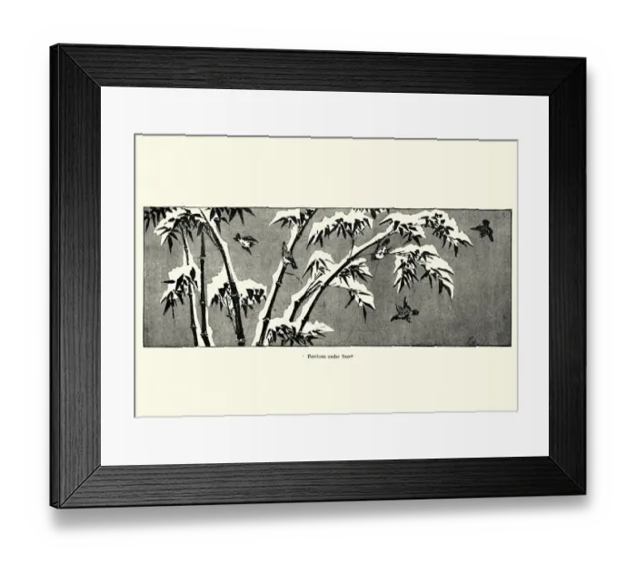 Framed Print : Japanese Art, Bamboo under snow