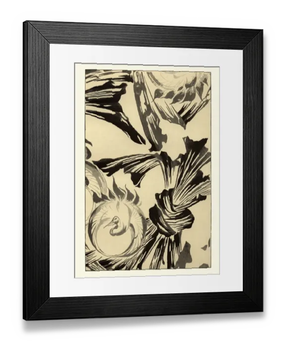 Framed Print : Japanesse Art, Symbolic Knots and Cranes design, 19th Century Framed Print : Japanesse Art, Symbolic Knots and Cranes design, 19th Century
