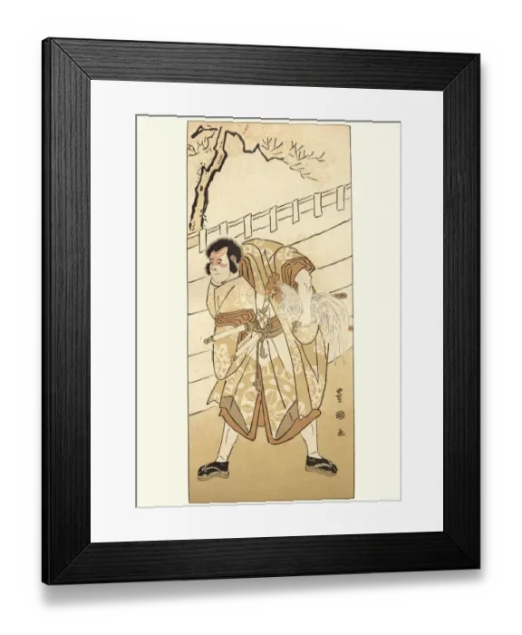 Framed Print : Japanese samurai warrior carrying a cockrel Framed Print : Japanese samurai warrior carrying a cockrel