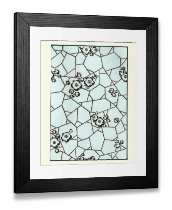 Framed Print : Japanese art, Flowers on ice pattern, 19th Century