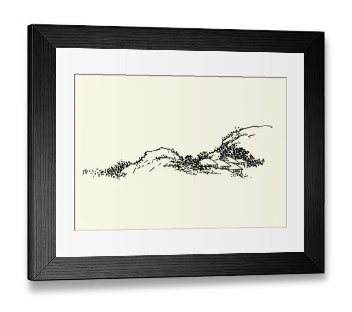 Framed Print : Japanese Woodblock Sketch of a Village Framed Print : Japanese Woodblock Sketch of a Village